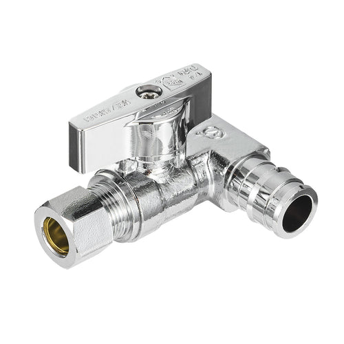 10 Pcs 1/2" PEX Expansion x 1/2" PEX Expansion x 3/8" OD Compr. Tee Stop Valve, 1/4 Turn (Lead Free) Plumbingsell