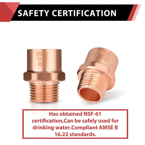 3/4" C x 1/2" MNPT Copper Male Adapter Plumbingsell