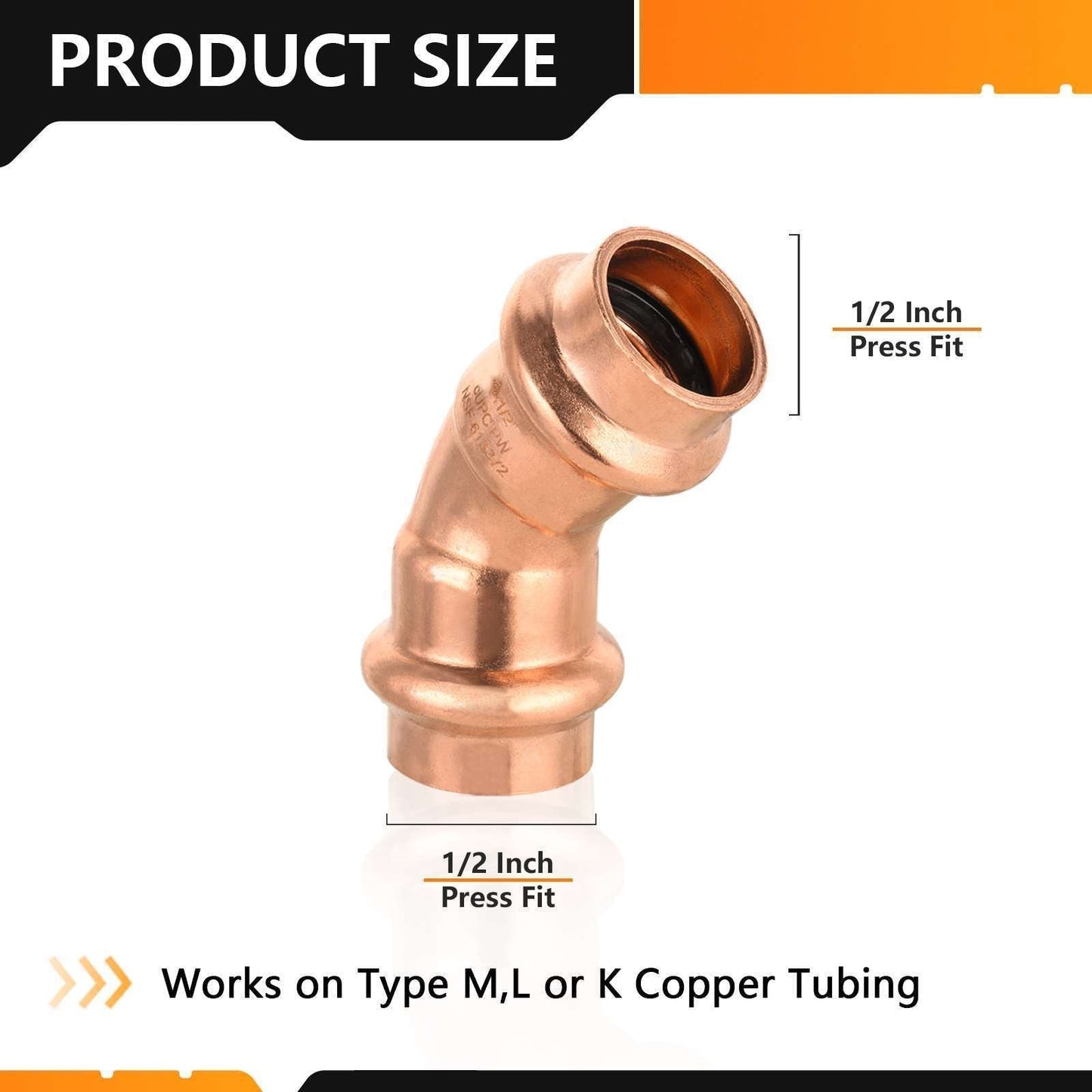 30 Pcs 1/2" Press Copper 45° Elbow (Lead Free)