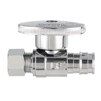 1/2" PEX Expansion x 3/8" OD Compr. Straight Stop Valve, 1/4 Turn (Lead Free) Plumbingsell