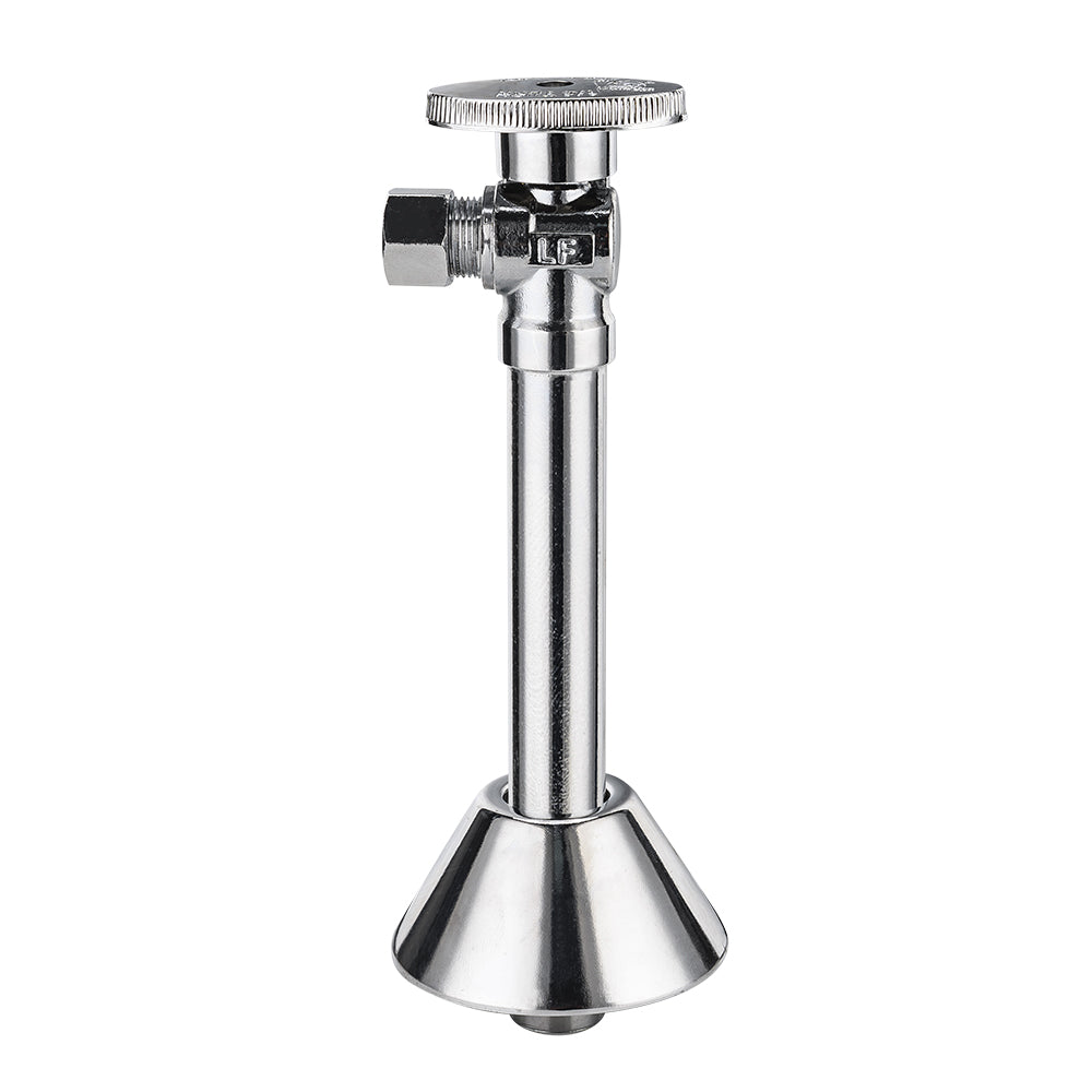 10 Pcs 1/2" Sweat x 3/8" OD Compr. Angle Stop Valve, w/5" Angle Extension, 1/4-Turn (Lead Free)