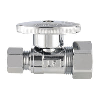 10 Pcs 1/2" Nominal (5/8" OD) Compr. x 3/8" OD Compr. Straight Stop Valve, 1/4 Turn (Lead Free) Plumbingsell