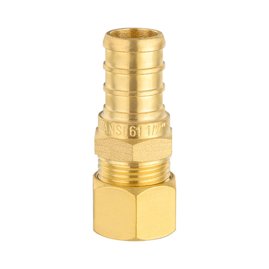 PEX-B Crimp 1/2" PEX x 3/8" OD Compression Straight Adapter (Lead Free)