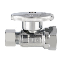 1/2" FIP x 3/8" OD Compr. Straight Stop Valve, 1/4 Turn (Lead Free)