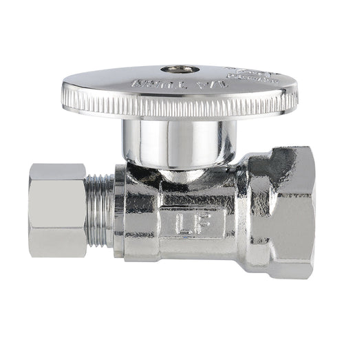 1/2" FIP x 3/8" OD Compr. Straight Stop Valve, 1/4 Turn (Lead Free)