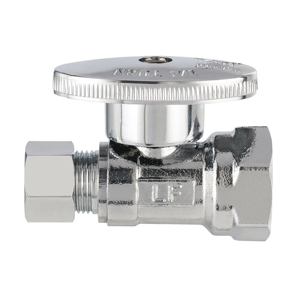 1/2" FIP x 3/8" OD Compr. Straight Stop Valve, 1/4 Turn (Lead Free)