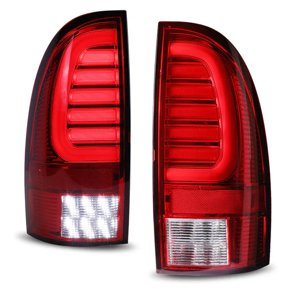 Winjet 2005-2015 Toyota Tacoma LED Tail Light with Red Turn Signal Light - Chrome/ Red OffRoadUSA.com
