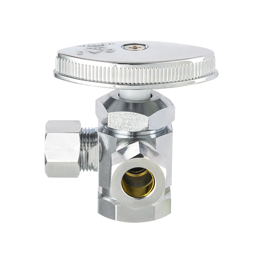 10 Pcs 1/2" FIP x 3/8" OD Compr. x 3/8" OD Compr. Dual Angle Stop Valve, Multi Turn (Lead Free)
