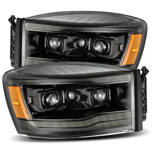 AlphaRex 06-08 Dodge Ram PRO-Series Halogen Projector Headlights Alpha-Black