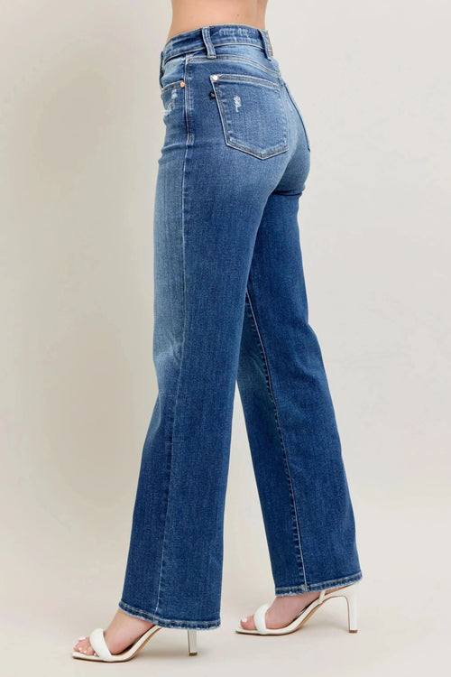 Judy Blue Full Size High Waist 90's Straight Leg Jeans HTO Apparel
