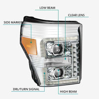 AlphaRex 11-16 Ford Super Duty PRO-Series Halogen Projector Headlights Chrome OffRoadUSA.com