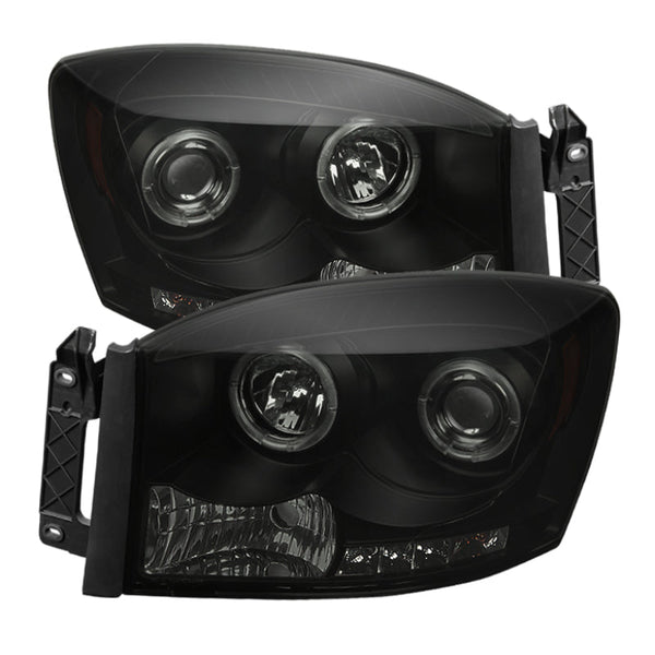 Spyder Dodge Ram 1500 06-08 06-09 Projector Headlights LED Halo LED Blk Smke PRO-YD-DR06-HL-BSM OffRoadUSA.com