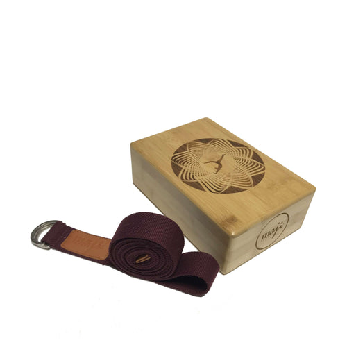 Laser Engraved Bamboo Yoga Block & Strap Combo - Circle Design Jupiter Gear