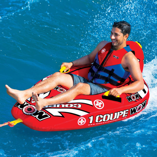 WOW Sports 1 Person Coupe Cockpit Towable Water Tube and Lounge Chair (15-1020)