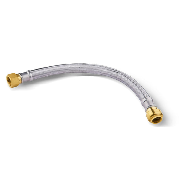 3/4" Push fit x 3/4" FIP, 24" Flexible Water Heater Connector Hose