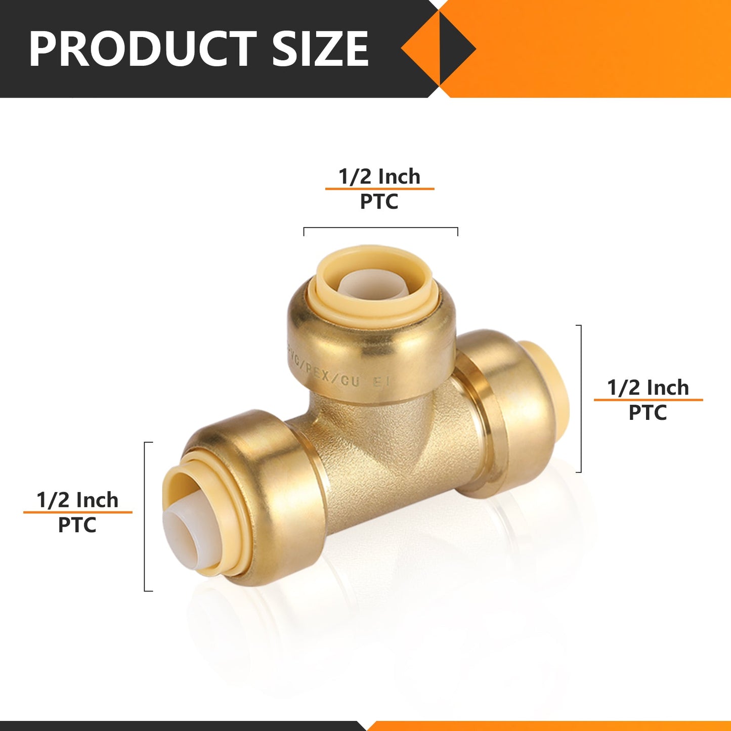 Pro 10-Pack 1/2" Push Fit Tee
