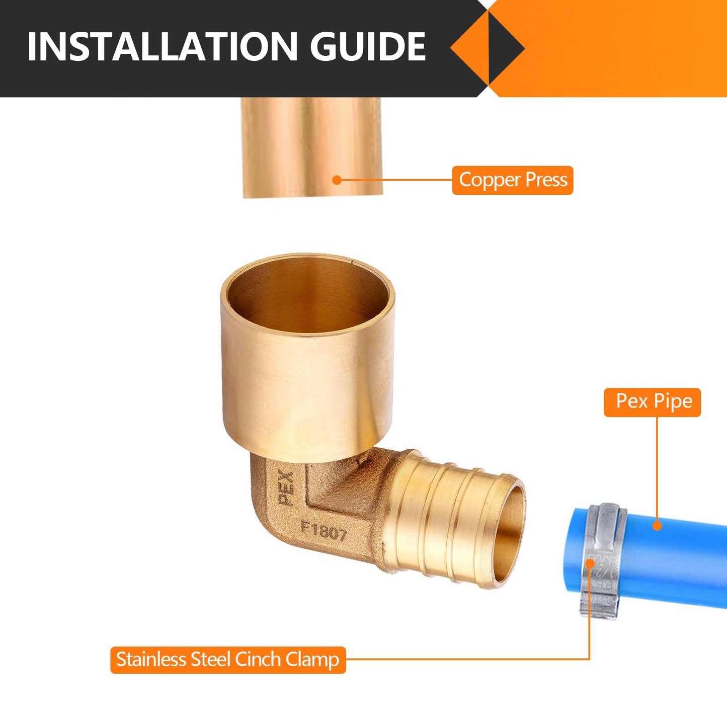 PEX-B Crimp 3/4" PEX x 3/4" Female Copper Sweat Elbow (Lead Free)