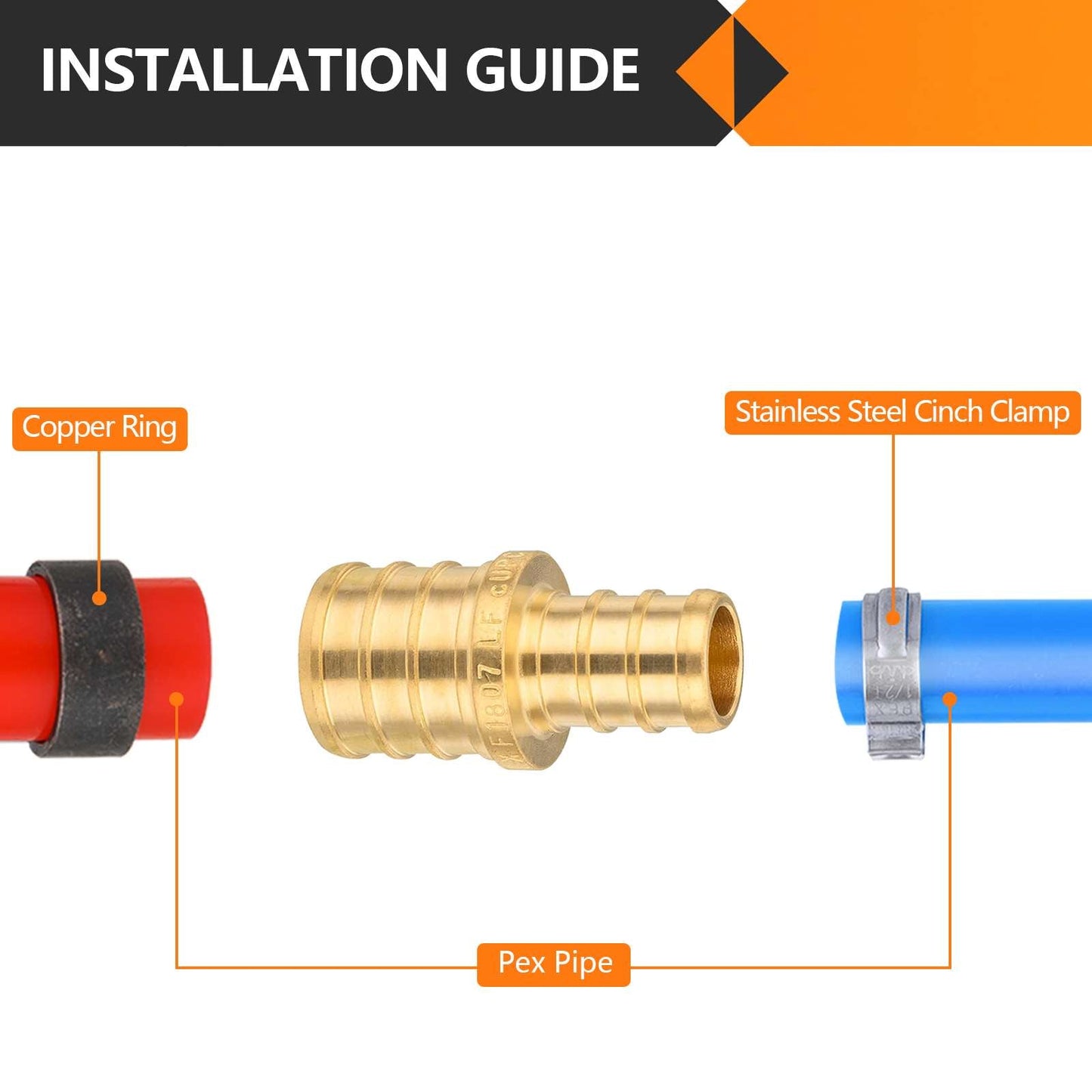 PEX-B Crimp 3/8" PEX X 1/2" PEX Coupling (Lead Free)
