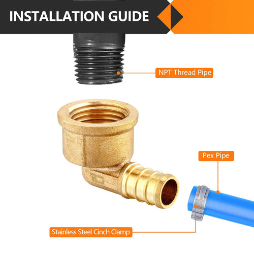 30 Pcs PEX-B Crimp 1/2" PEX x 1/2" Female Threaded Elbow (Lead Free) Plumbingsell