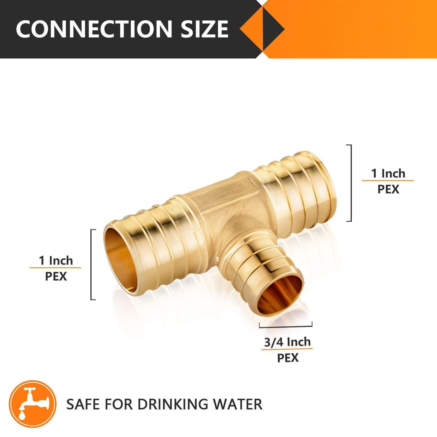 PEX-B Crimp 1" PEX x 1" PEX x 3/4" PEX Reducing Tee (Lead Free)