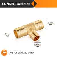 PEX-B Crimp 1" PEX x 1" PEX x 3/4" PEX Reducing Tee (Lead Free) Plumbingsell