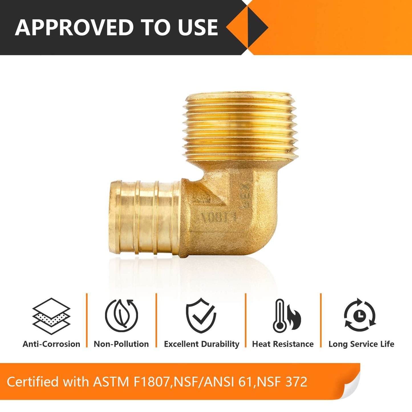 30 Pcs PEX-B Crimp 3/4" PEX x 1/2" Male Threaded Elbow (Lead Free)