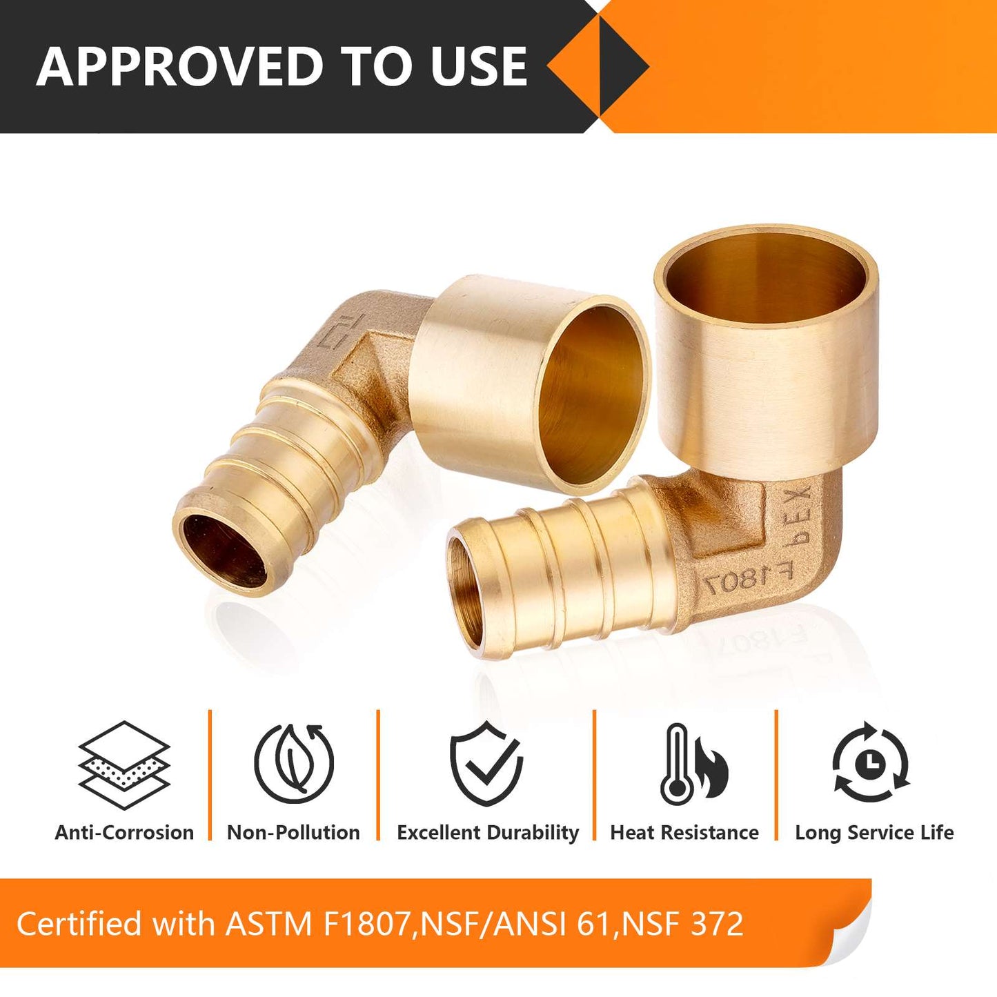 PEX-B Crimp 1/2" PEX x 1/2" Female Copper Sweat Elbow (Lead Free)