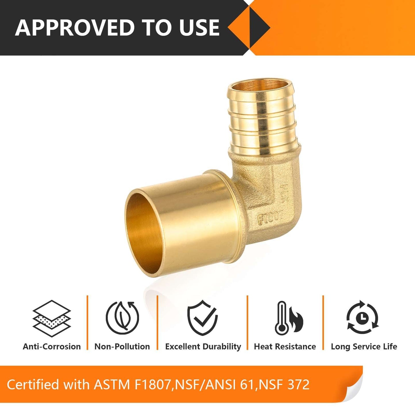 PEX-B Crimp 1/2" PEX x 3/4" Male Copper Sweat Elbow (Lead Free)