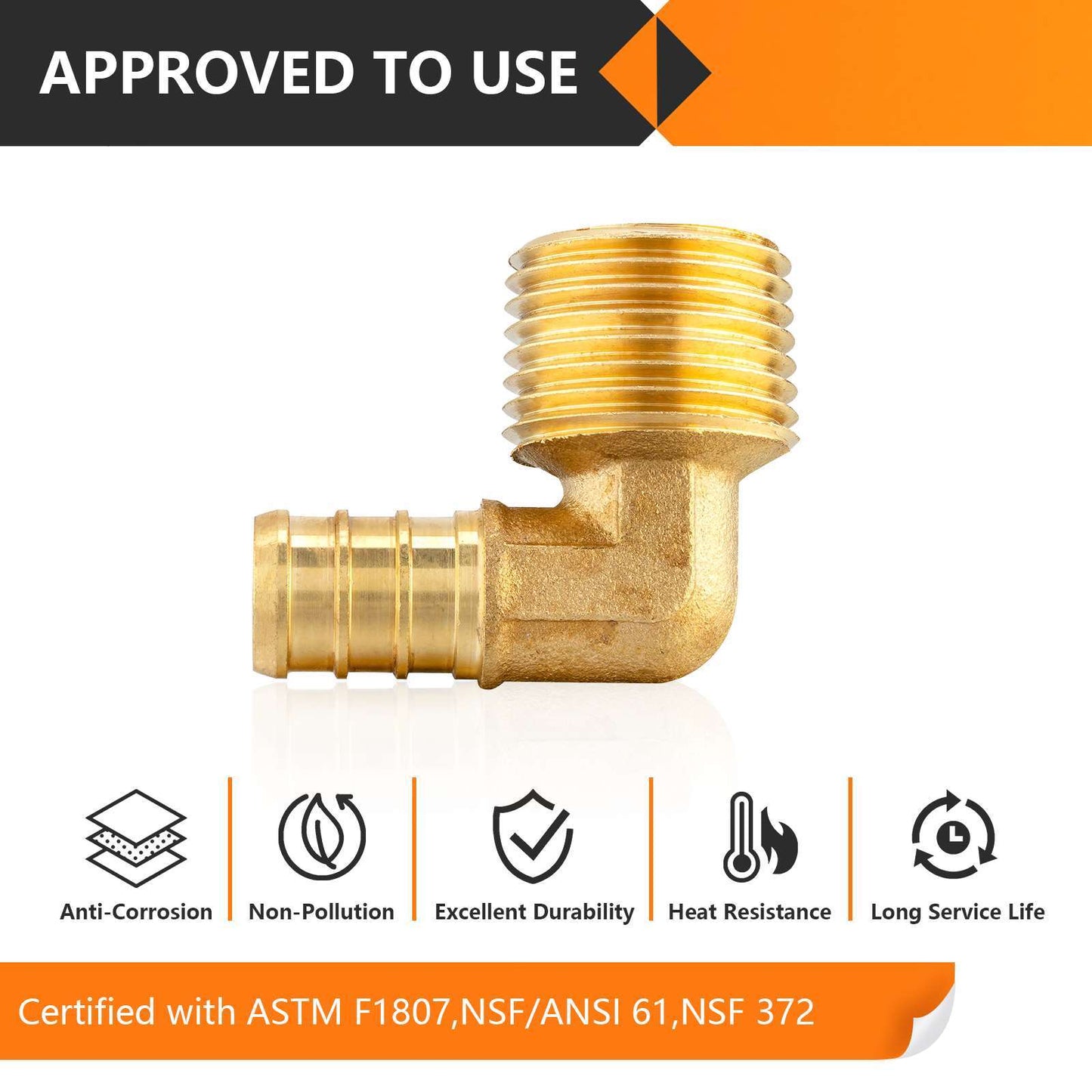PEX-B Crimp 1/2" PEX x 1/2" Male Threaded Elbow (Lead Free)
