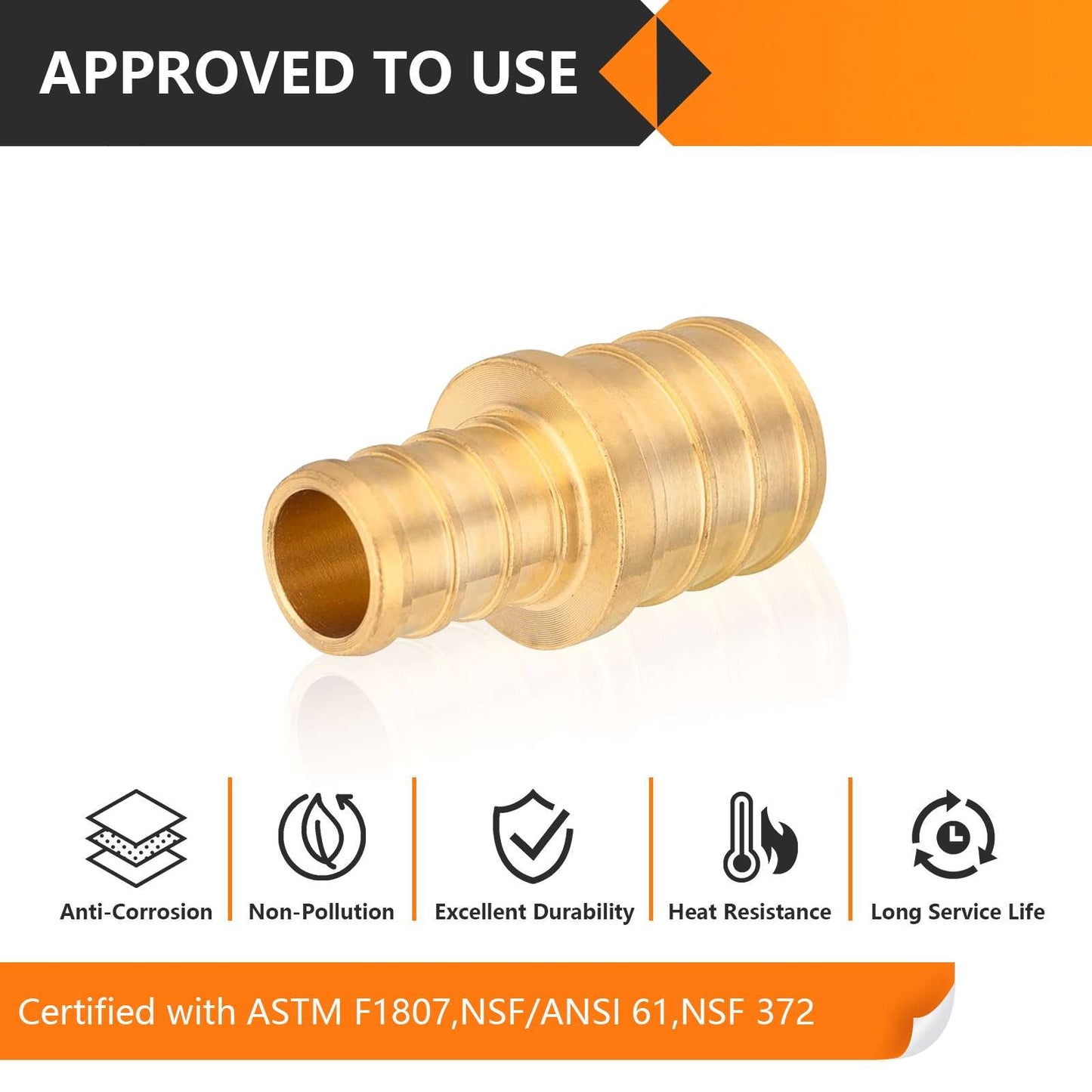 PEX-B Crimp 3/8" PEX X 1/2" PEX Coupling (Lead Free)