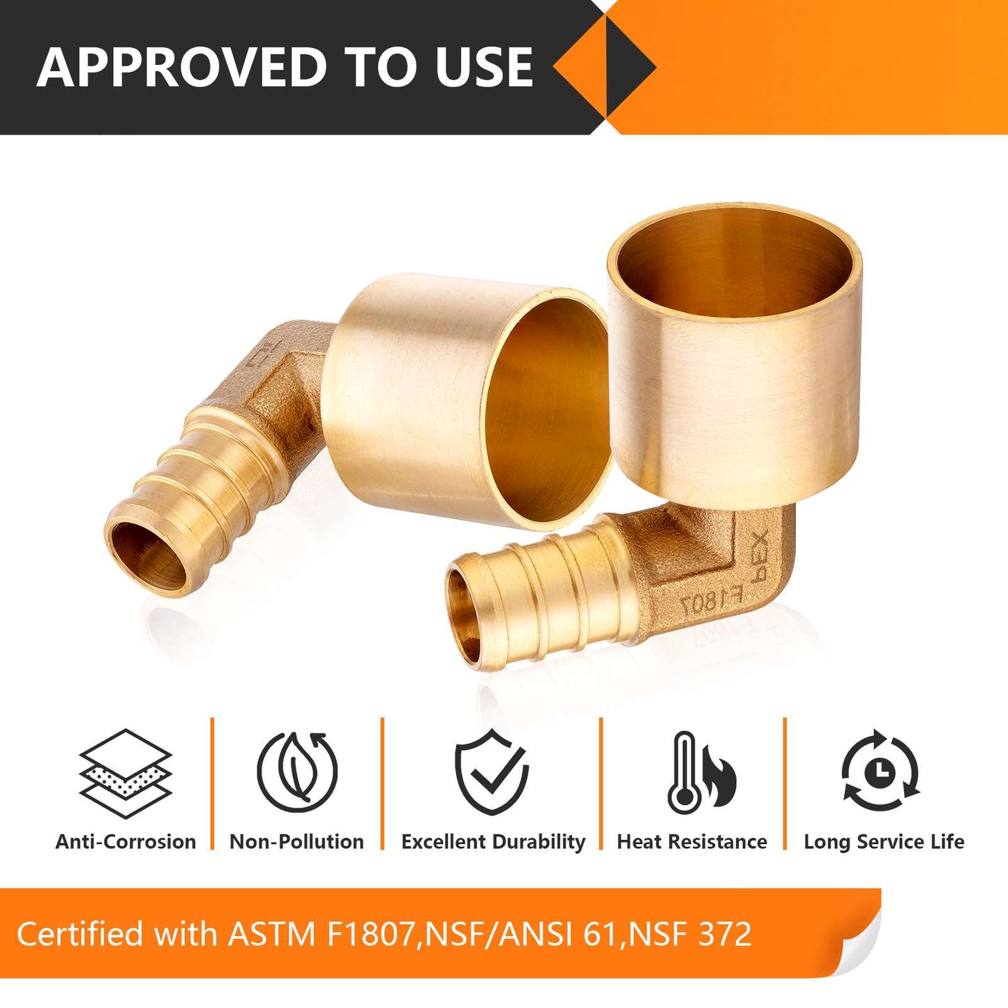PEX-B Crimp 1/2" PEX x 3/4" Female Copper Sweat Elbow (Lead Free)