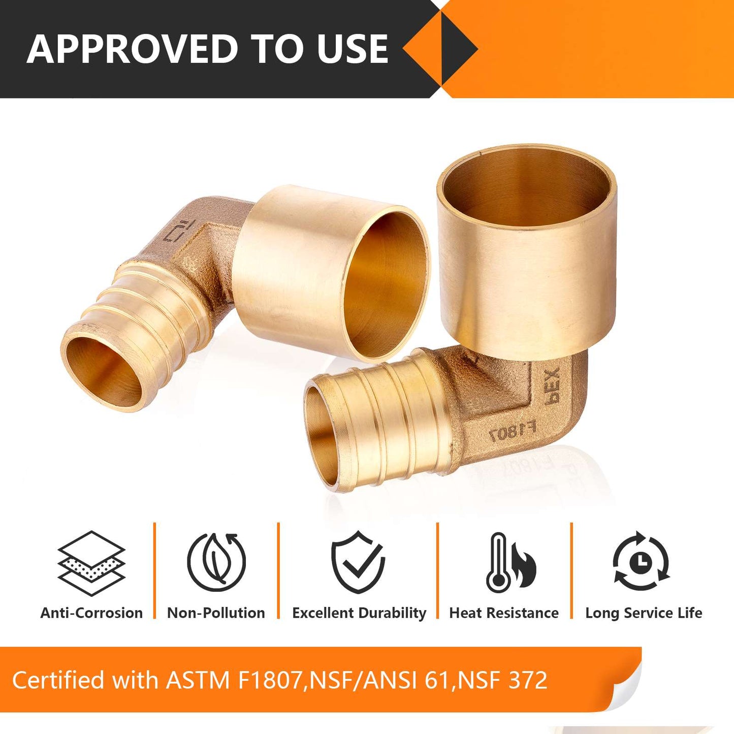PEX-B Crimp 3/4" PEX x 3/4" Female Copper Sweat Elbow (Lead Free)