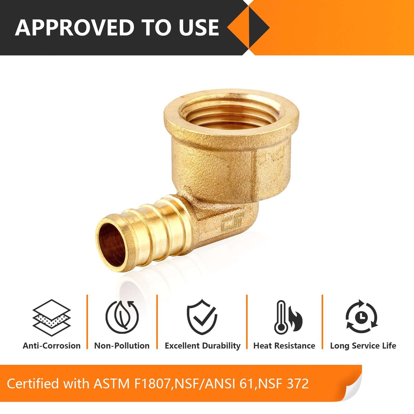 PEX-B Crimp 1/2" PEX x 1/2" Female Threaded Elbow (Lead Free)