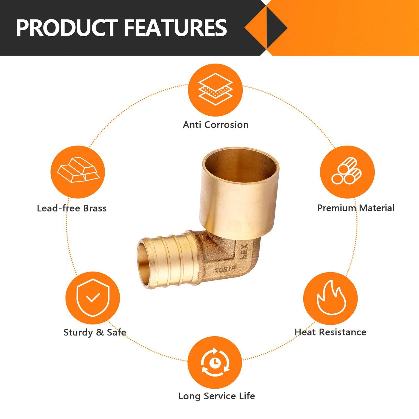 PEX-B Crimp 3/4" PEX x 3/4" Female Copper Sweat Elbow (Lead Free)