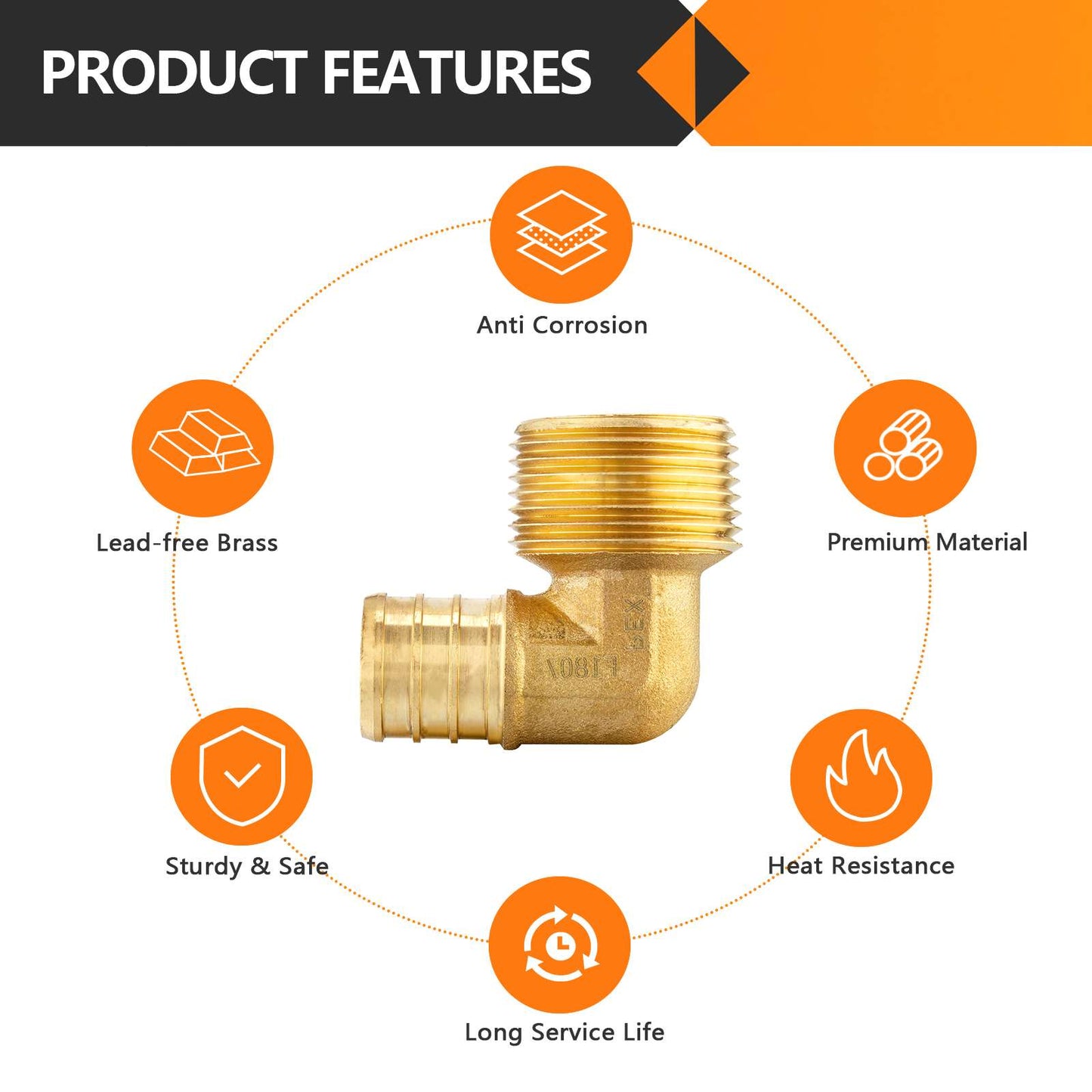 PEX-B Crimp 3/4" PEX x 3/4" Male Threaded Elbow (Lead Free)