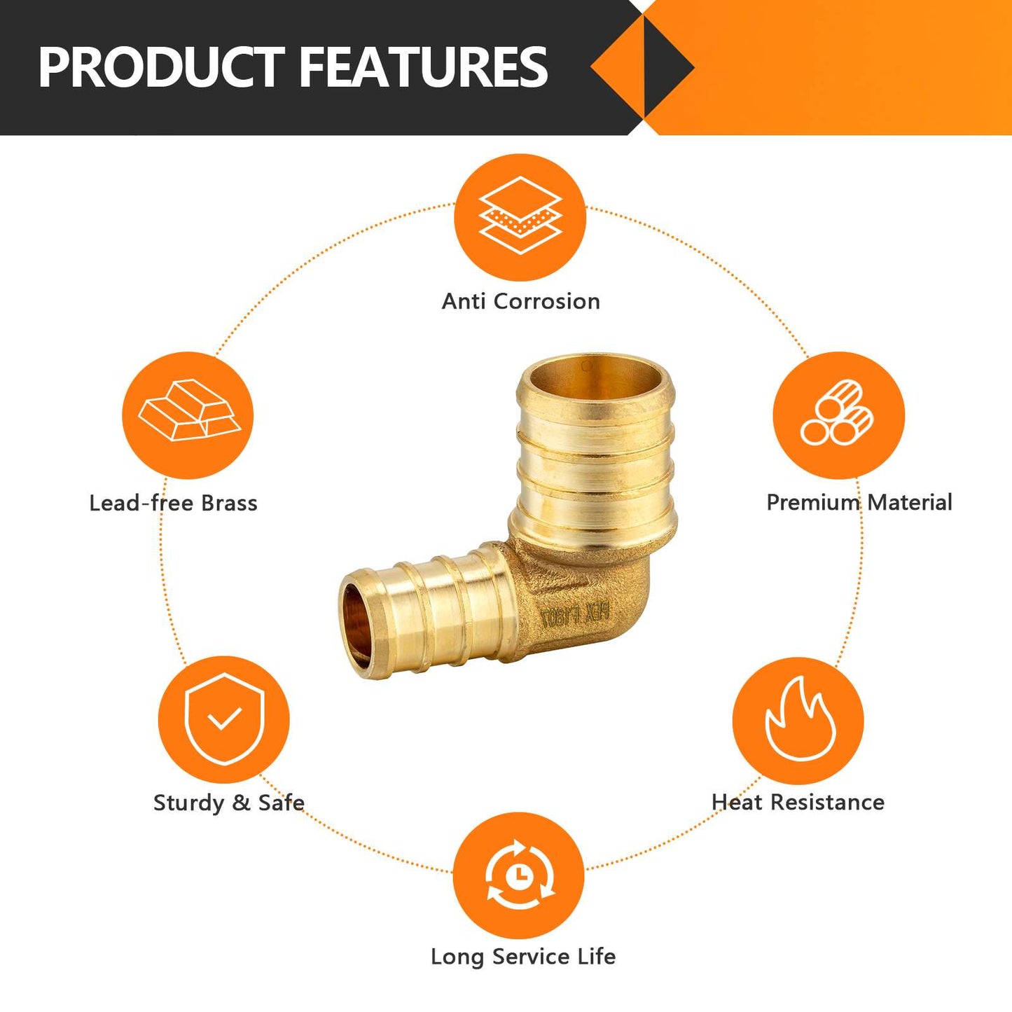 PEX-B Crimp Elbow 3/4" PEX x 1/2" PEX (Lead Free)