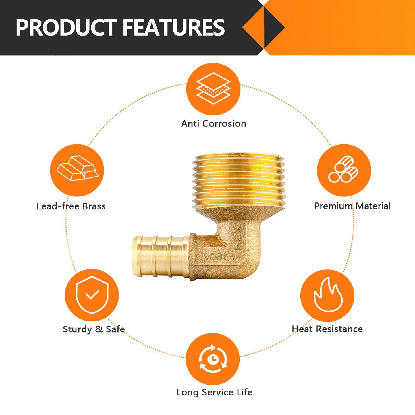 PEX-B Crimp 1/2" PEX x 3/4" Male Threaded Elbow (Lead Free)