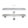 24" Linear Shower Drain, Square Hole Pattern Shower Drain, Brushed 304 Stainless Steel Linear Drain with Levelingft & Hair Strainer