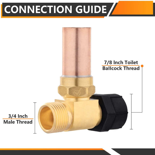 7/8" Female Swivel Ballcock Nut x 3/4" Male Thread Copper Water Hammer Arrestor for Toilet Plumbingsell