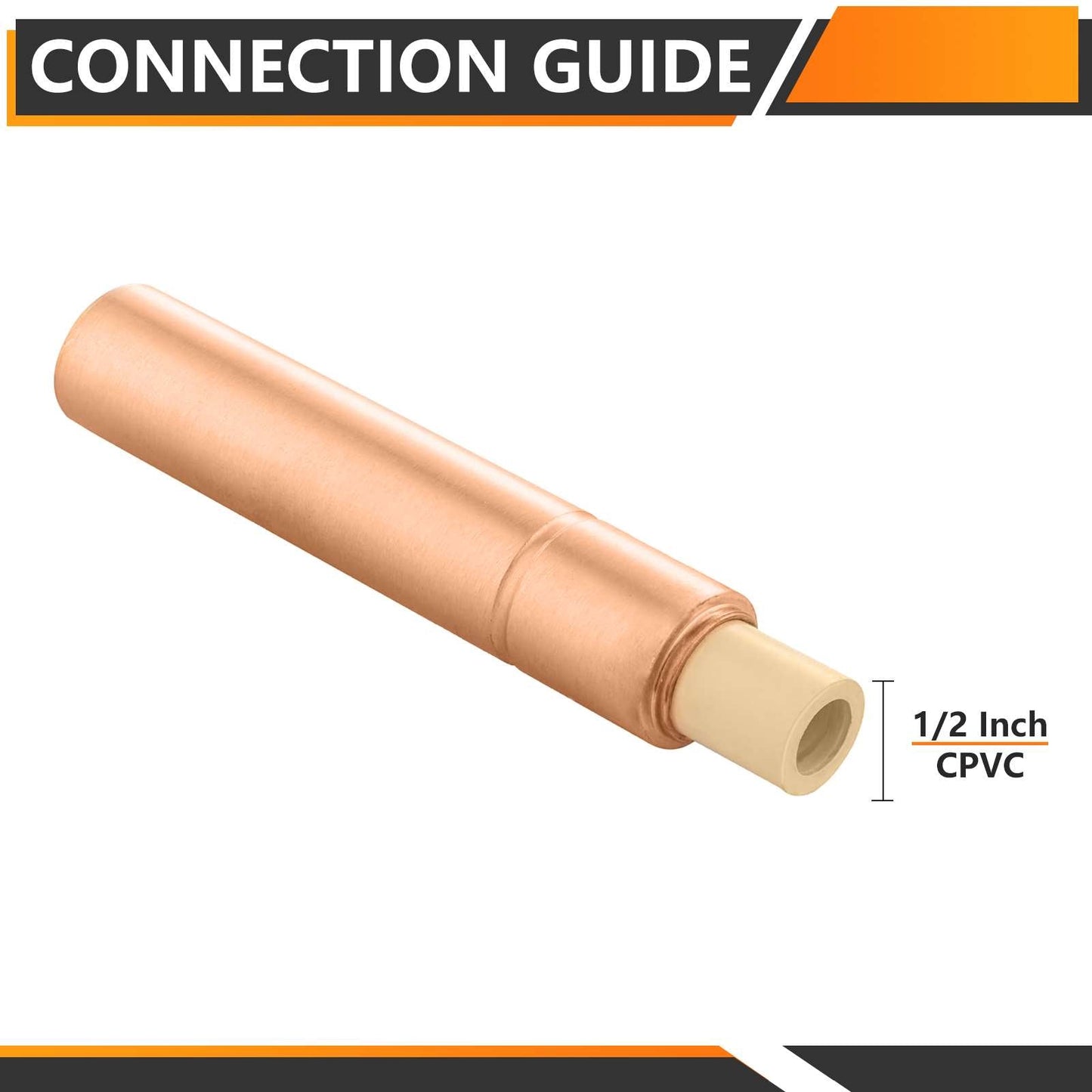 10 Pcs 1/2" CPVC Pipe Connection, Water Hammer Arrestor, Copper