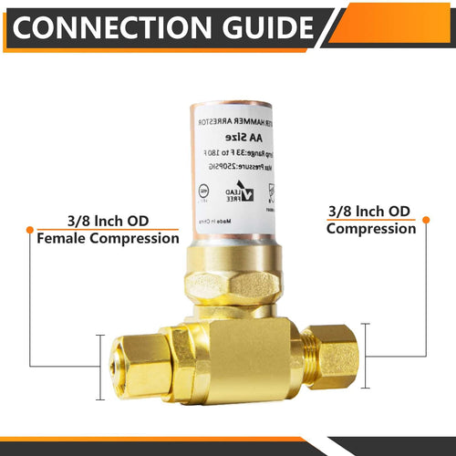 3/8" OD Comp. x 3/8" OD Female Comp. , Tee Copper Water Hammer Arrestor for Dishwasher Connection Plumbingsell