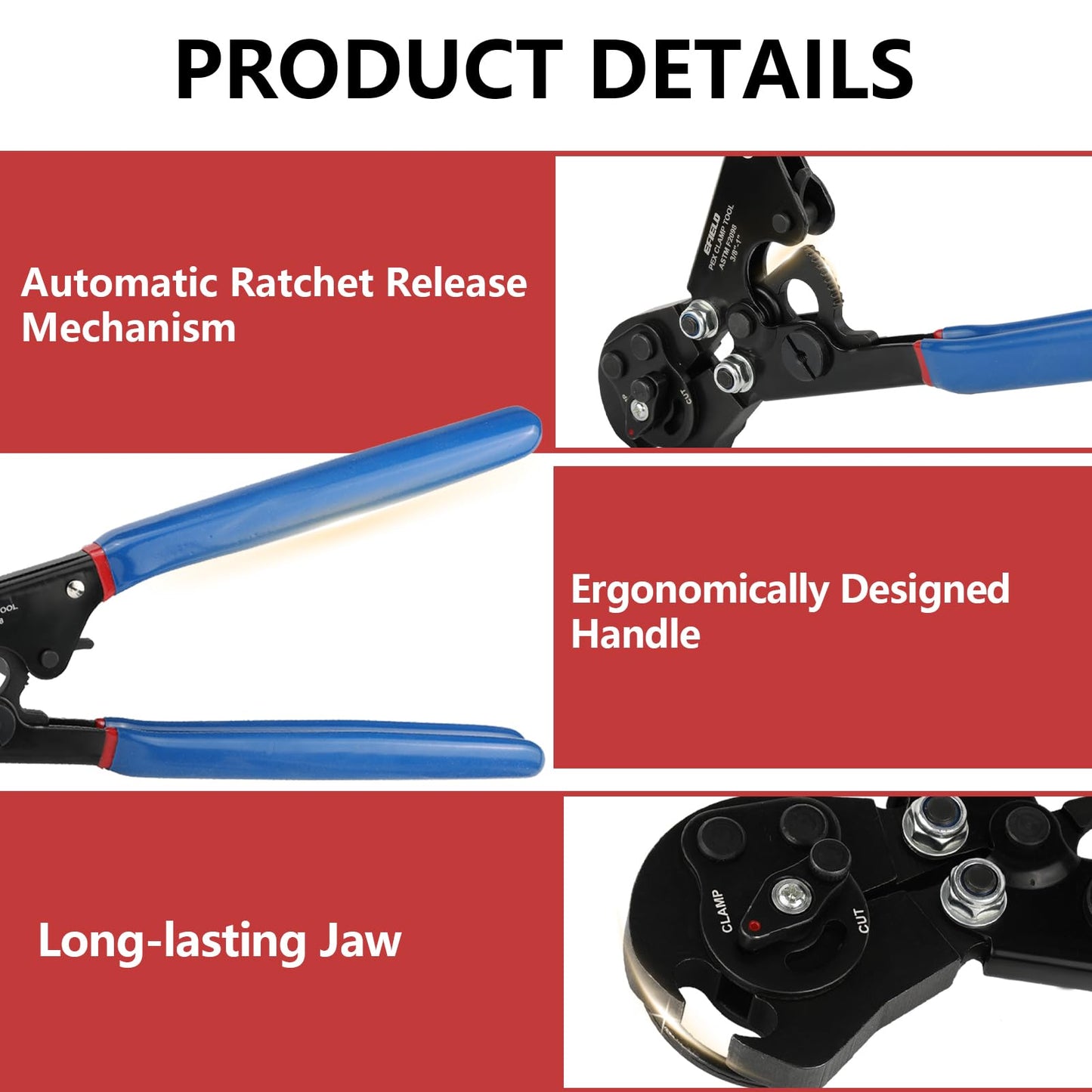 2-in-1 Pex Ratchet Cinch Crimping Tool with Removing Function