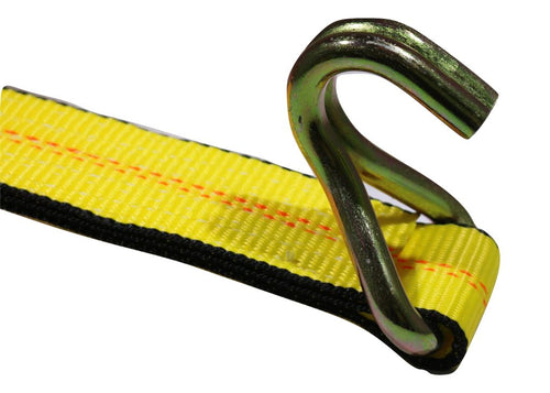 2" x 10 Ft Yellow Winch Strap w/ Wire Hooks RatchetStrap.Com