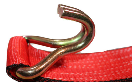 2" x 11 Ft 3-Point Ratchet Strap w/Wire Hooks For Auto Hauling | RED RatchetStrap.Com