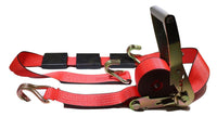 2" x 11 Ft 3-Point Ratchet Strap w/Wire Hooks For Auto Hauling | RED RatchetStrap.Com
