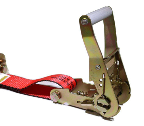 2" x 11 Ft 3-Point Ratchet Wheel Strap w/ Swivel J Hooks & Swivel J Idler Hook | RED RatchetStrap.Com