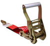 2" x 11 Ft 3-Point Ratchet Wheel Strap w/ Swivel J Hooks & Swivel J Idler Hook | RED RatchetStrap.Com