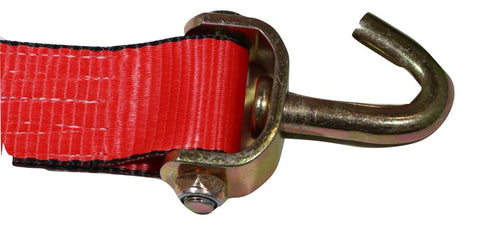 2" x 11 Ft 3-Point Ratchet Wheel Strap w/ Swivel J Hooks & Swivel J Idler Hook | RED RatchetStrap.Com