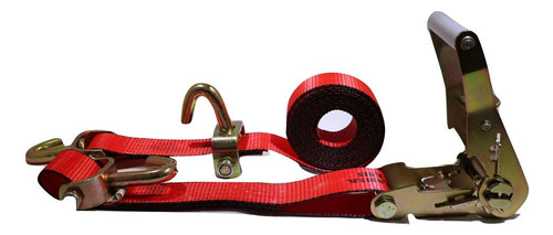 2" x 11 Ft 3-Point Ratchet Wheel Strap w/ Swivel J Hooks & Swivel J Idler Hook | RED RatchetStrap.Com