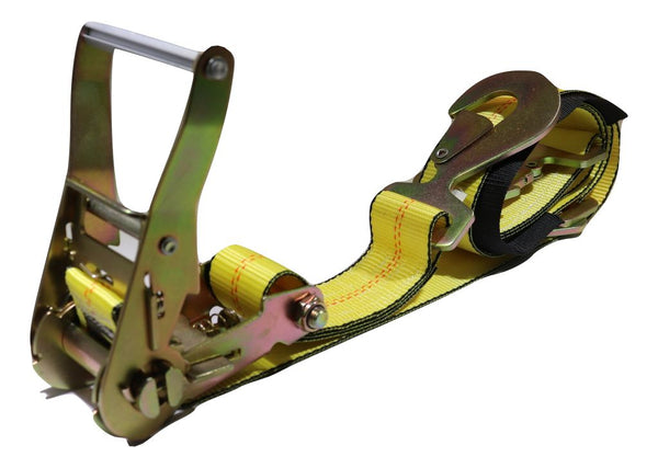 2" x 8 Ft Axle Wrap Auto Tie Down Ratchet Strap w/ Snap Hooks | YELLOW RatchetStrap.Com